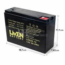 Bater�a Liven Battery LVDC26-12 | 12 voltios 26 amperios Ciclo Profundo